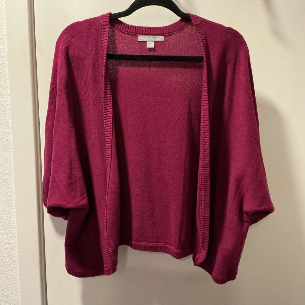 Woman Within Open Front Cardigan - Rich Berry